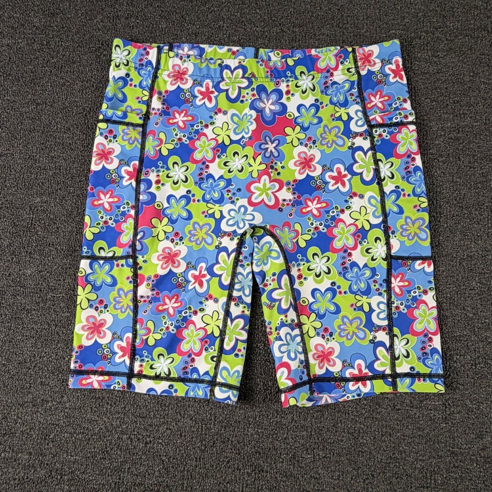 GypsyRunner Shorts Womens M Floral Blue Multi Pocket Athletic EUC